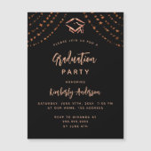 ブラックバラ金ゴールドスターラグジュアリー卒業パーティー マグネット招待状 (正面)