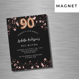 ブラックバラ金ゴールドスターラグジュアリー90歳の誕生日 マグネット招待状