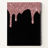 ブラックバラ金ゴールドスパークルグリッタードリップスモノグラム ノートブック (裏面)