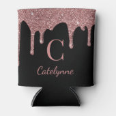 ブラックバラ金ゴールドスパークルグリッタードリップスモノグラム 缶クーラー (正面)