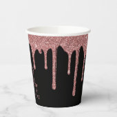 ブラックバラ金ゴールドスパークルグリッタードリップス誕生日 紙コップ (左)