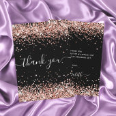 ブラックバラ金ゴールドスパークルスクリプトサンキューカード 招待状