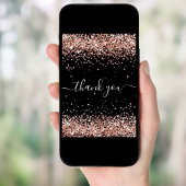 ブラックバラ金ゴールドスパークルスクリプトサンキューカード 招待状