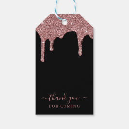 ブラックバラ金ゴールドスパークルドリッピンググリッターありがとう ギフトタグ