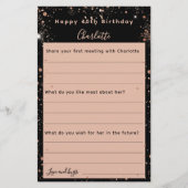 ブラックバラ金ゴールドスパークルバースデーウィッシュカード (正面)