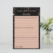 ブラックバラ金ゴールドスパークルバースデーウィッシュカード (スタンド正面)