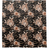 ブラックバラ金ゴールドタイガーフローラ シャワーカーテン (正面)