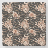 ブラックバラ金ゴールドタイガーフローラ ストーンコースター (正面)