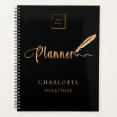 ブラックバラ金ゴールドタイポグラフィビジネスロゴ2025 プランナー手帳 (正面)