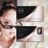 ブラックバラ金ゴールドデコールとロゴとフォトラグジュアリー 名刺