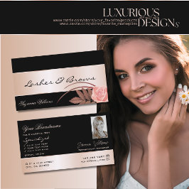 ブラックバラ金ゴールドデコールゴージャスな花と写真 名刺