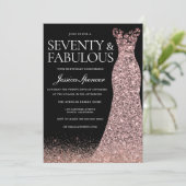 ブラックバラ金ゴールドドレス女性70thバースデーパーティー 招待状 (スタンド正面)