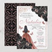 ブラックバラ金ゴールドバタフライプリンセスキンセアニラ 招待状 (正面/裏面)