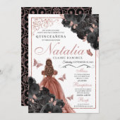 ブラックバラ金ゴールドバタフライプリンセスキンセアニラ 招待状 (正面/裏面)