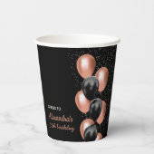 ブラックバラ金ゴールドバルーンシックな応援へ誕生日 紙コップ (裏面)