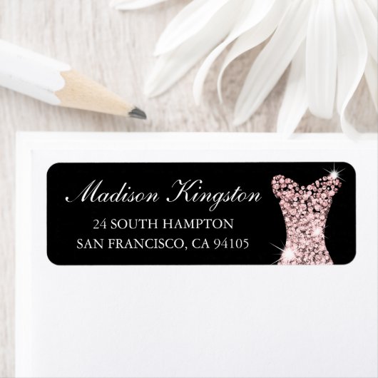 ブラックバラ金ゴールドピンクドレスバースデーパーティーブライダル ラベル (インサイチュ)