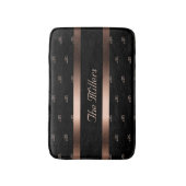 ブラックバラ金ゴールドファミリーのモノグラムエレガント模様 バスマット (正面縦)