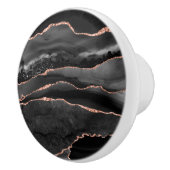 ブラックバラ金ゴールドフェイクグリッターアゲートゲードグレイ セラミックノブ (右)