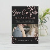 ブラックバラ金ゴールドフェイクグリッタータイポグラフィ写真 セーブザデート (スタンド正面)