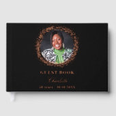 ブラックバラ金ゴールドフォイル写真誕生日 ゲストブック (正面)