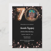 ブラックバラ金ゴールドフォトスター70歳の誕生日 招待状 (正面)