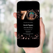 ブラックバラ金ゴールドフォトスター70歳の誕生日 招待状