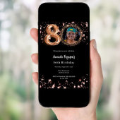 ブラックバラ金ゴールドフォトスター80歳の誕生日 招待状