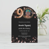 ブラックバラ金ゴールドフォトスター90th誕生日アーチ 招待状 (スタンド正面)