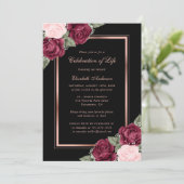 ブラックバラ金ゴールドフローラお祝いの写真 招待状 (スタンド正面)