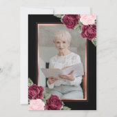 ブラックバラ金ゴールドフローラお祝いの写真 招待状 (裏面)