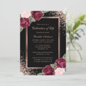 ブラックバラ金ゴールドフローラフォトお祝いオブ・ライフ 招待状 (スタンド正面)