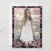 ブラックバラ金ゴールドフローラフォトサプライズSweet 16 招待状 (裏面)