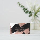 ブラックバラ金ゴールドブラッシュストロークのヘアメイクタイポグラフィ 名刺 (スタンド正面)