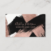 ブラックバラ金ゴールドブラッシュストロークのヘアメイクタイポグラフィ 名刺 (正面)