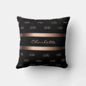 ブラックバラ金ゴールドモノグラムイニシャルパターン名 クッション (裏面)