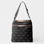 ブラックバラ金ゴールドモノグラムイニシャルパターン名 クロスボディバッグ (裏面)