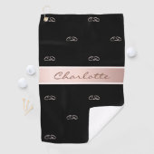 ブラックバラ金ゴールドモノグラムイニシャル名エレガント ゴルフタオル (インサイチュ)