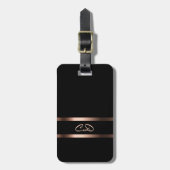 ブラックバラ金ゴールドモノグラムイニシャル ラゲッジタグ (正面縦)