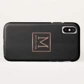 ブラックバラ金ゴールドモノグラムエレガント Case-Mate iPhoneケース (裏面(横))