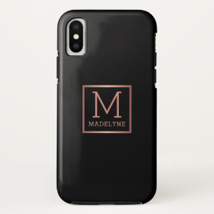 ブラックバラ金ゴールドモノグラムエレガント iPhone XSケース