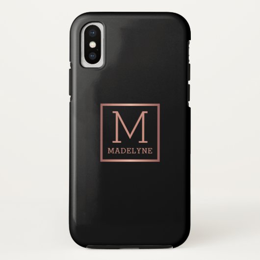 ブラックバラ金ゴールドモノグラムエレガント Case-Mate iPhoneケース (裏面)