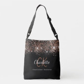 ブラックバラ金ゴールドモノグラムスクリプト クロスボディバッグ (裏面)