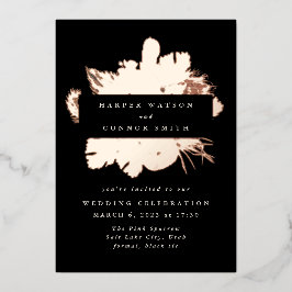 ブラックバラ金ゴールドリースパンパスグラス結婚フローラ 箔招待状