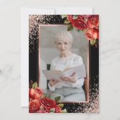 ブラックバラ金ゴールドレッドローズフォトお祝いof Life 招待状 (裏面)