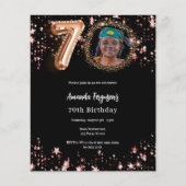 ブラックバラ金ゴールド写真70th birthday invitation (正面)