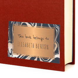 ブラックバラ金ゴールド大理石グラム金ゴールド蔵書票 長方形シール