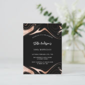 ブラックバラ金ゴールド大理石モダン誕生日 インビテーションポストカード (スタンド正面)