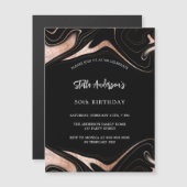 ブラックバラ金ゴールド大理石ラグジュアリーモダン誕生日 マグネット招待状 (正面/裏面)
