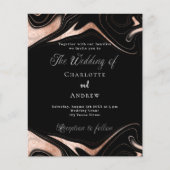 ブラックバラ金ゴールド大理石予算結婚式招待状 (正面)