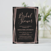 ブラックバラ金ゴールド幾何学的ブライダルシャワー 招待状 (スタンド正面)